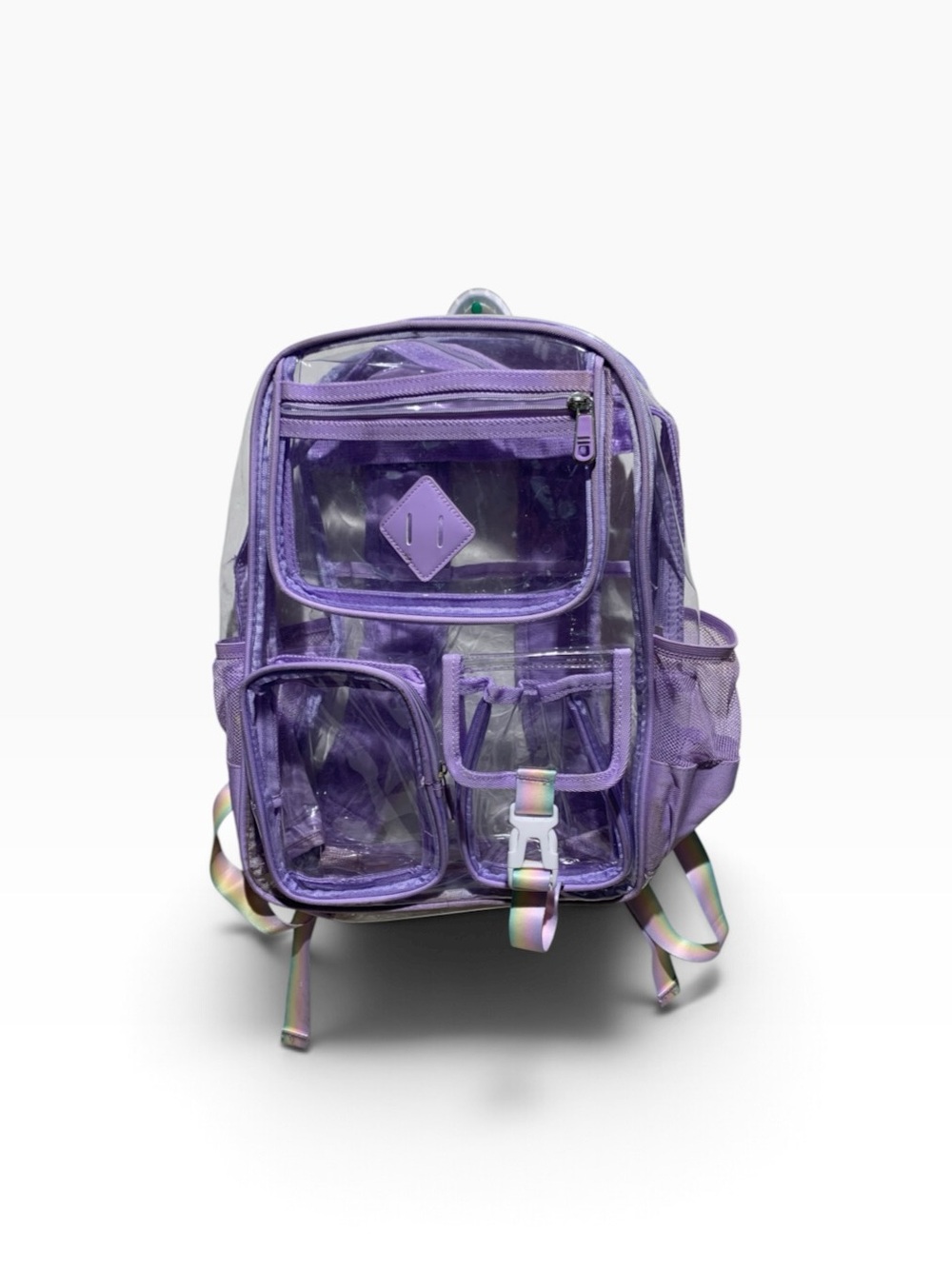 Purple Clear Six Pocket Backpack For Concerts-Venues
